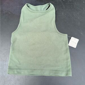 Free People Green Ribbed Crop Tank